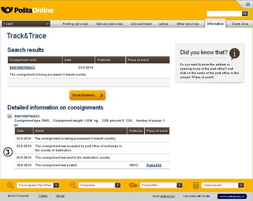 Tracking number standard delivery